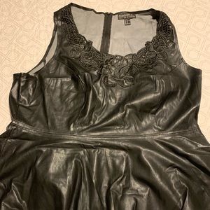 Forever 21 + Faux leather peplum tip w/lace detail